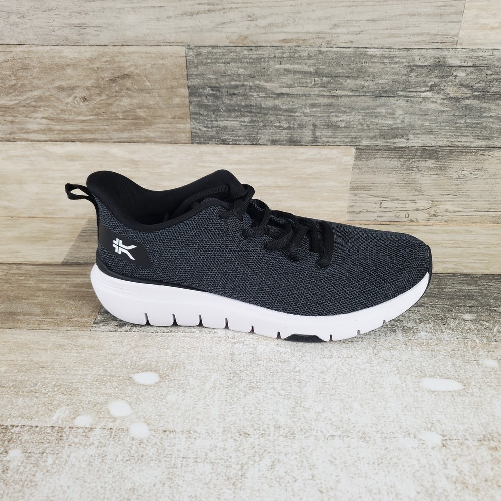 Kuru Flex Via Womens Shoes Sz 6.5 Running Jet Black Bright White Lace Up Sneaker